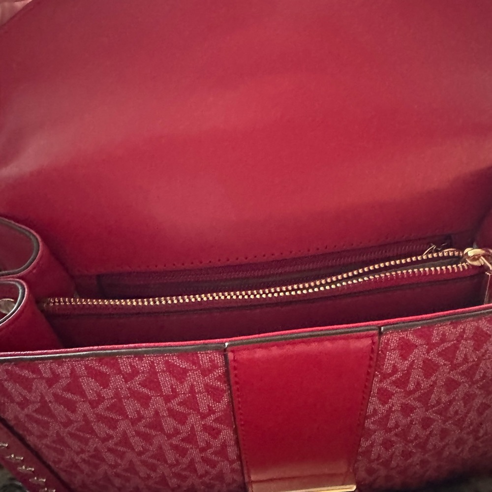 Red Studded Shoulder Michael Kors Handbag - Picture 5 of 10